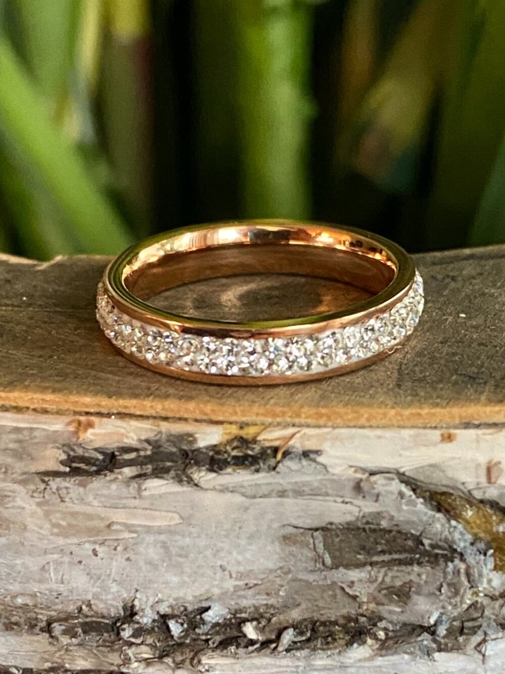 Fifth Avenue Swarovski Crystal Rose Gold Eternity Ring Sz 8 NEW